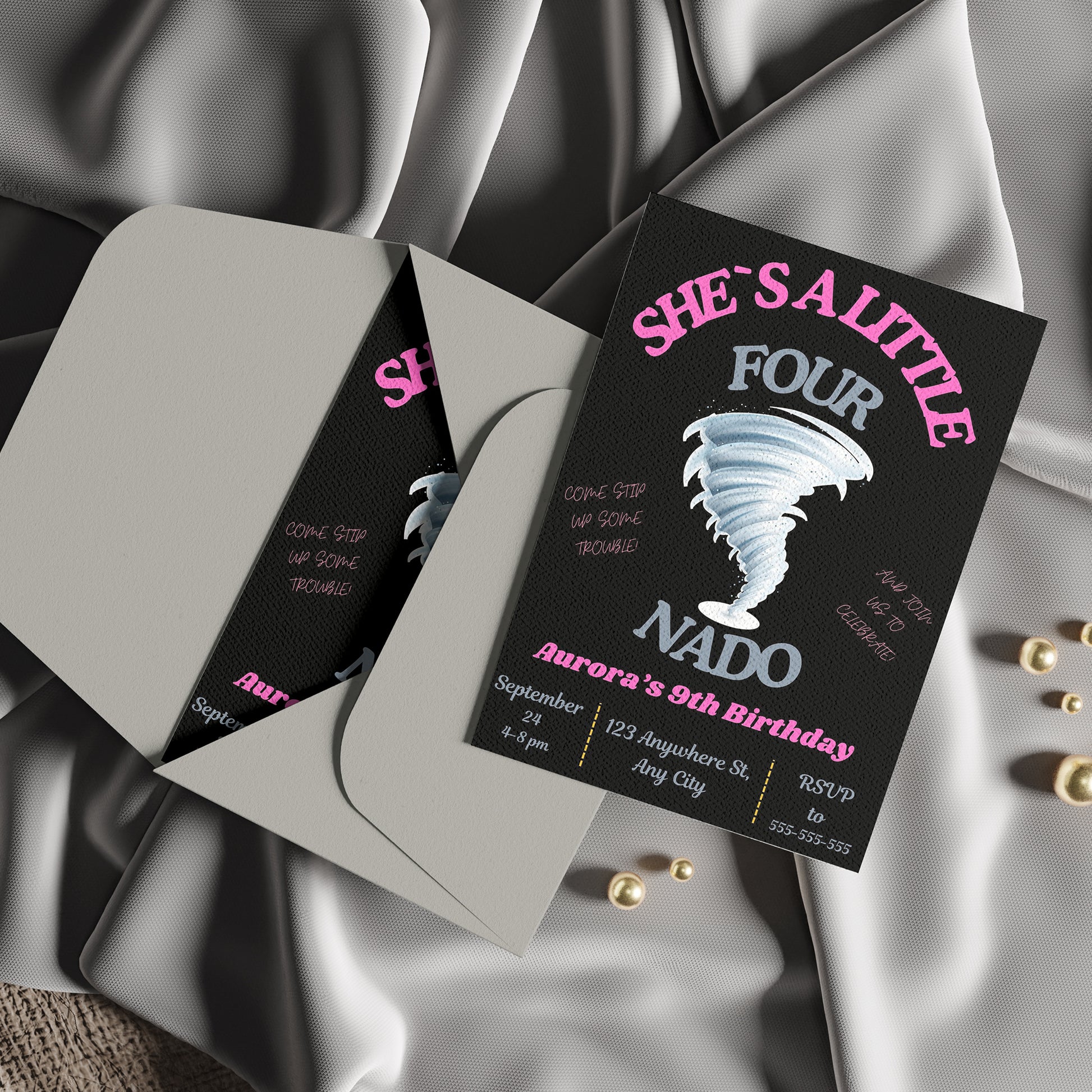 Fournado Tornado Birthday Invitation Template - CreativeRino