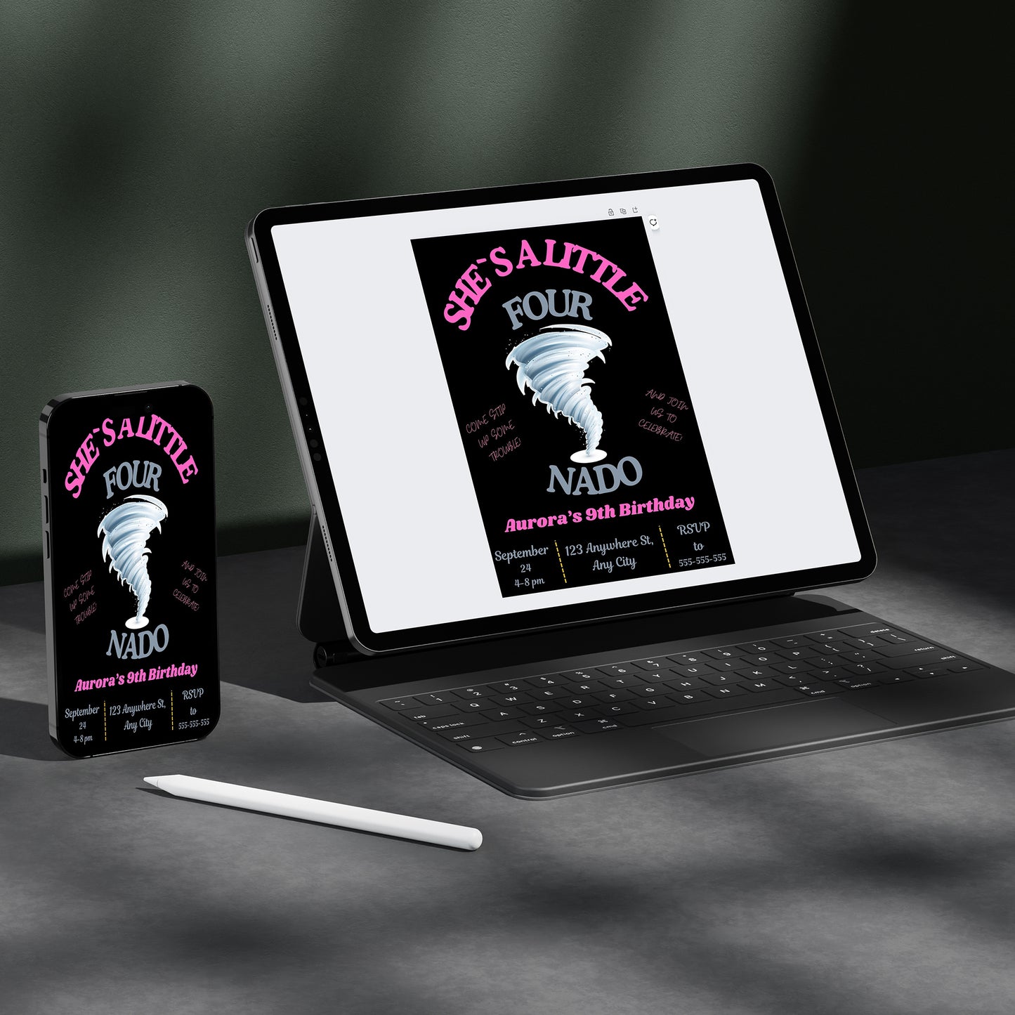 Fournado Tornado Birthday Invitation Template - CreativeRino