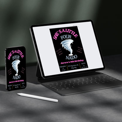 Fournado Tornado Birthday Invitation Template - CreativeRino
