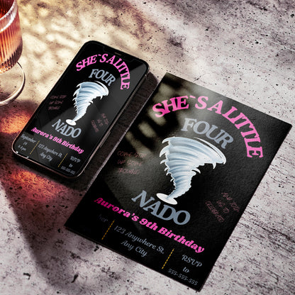 Fournado Tornado Birthday Invitation Template - CreativeRino