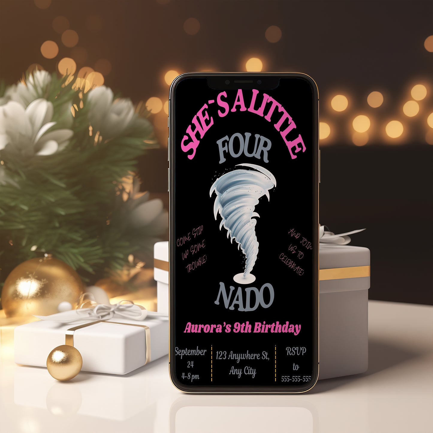 Fournado Tornado Birthday Invitation Template - CreativeRino