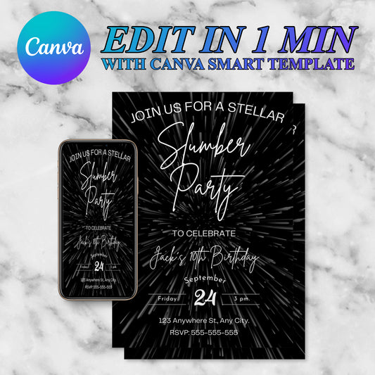 Galaxy Slumber Party Invitation Template