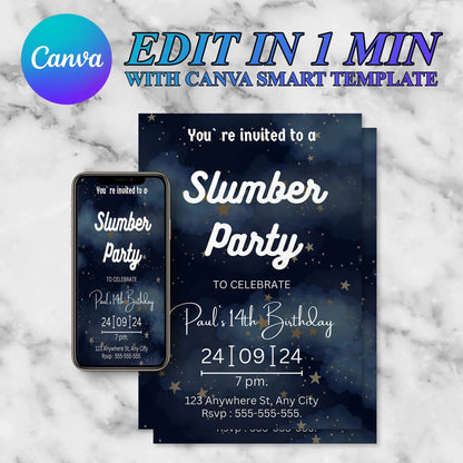 Galaxy Slumber Party Invitation Template CreativeRino