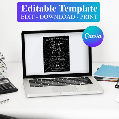 Galaxy Slumber Party Invitation Template - CreativeRino