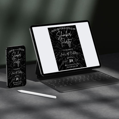 Galaxy Slumber Party Invitation Template - CreativeRino