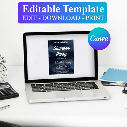 Galaxy Slumber Party Invitation Template - CreativeRino