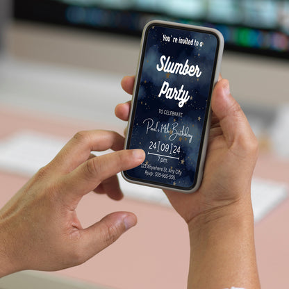 Galaxy Slumber Party Invitation Template - CreativeRino