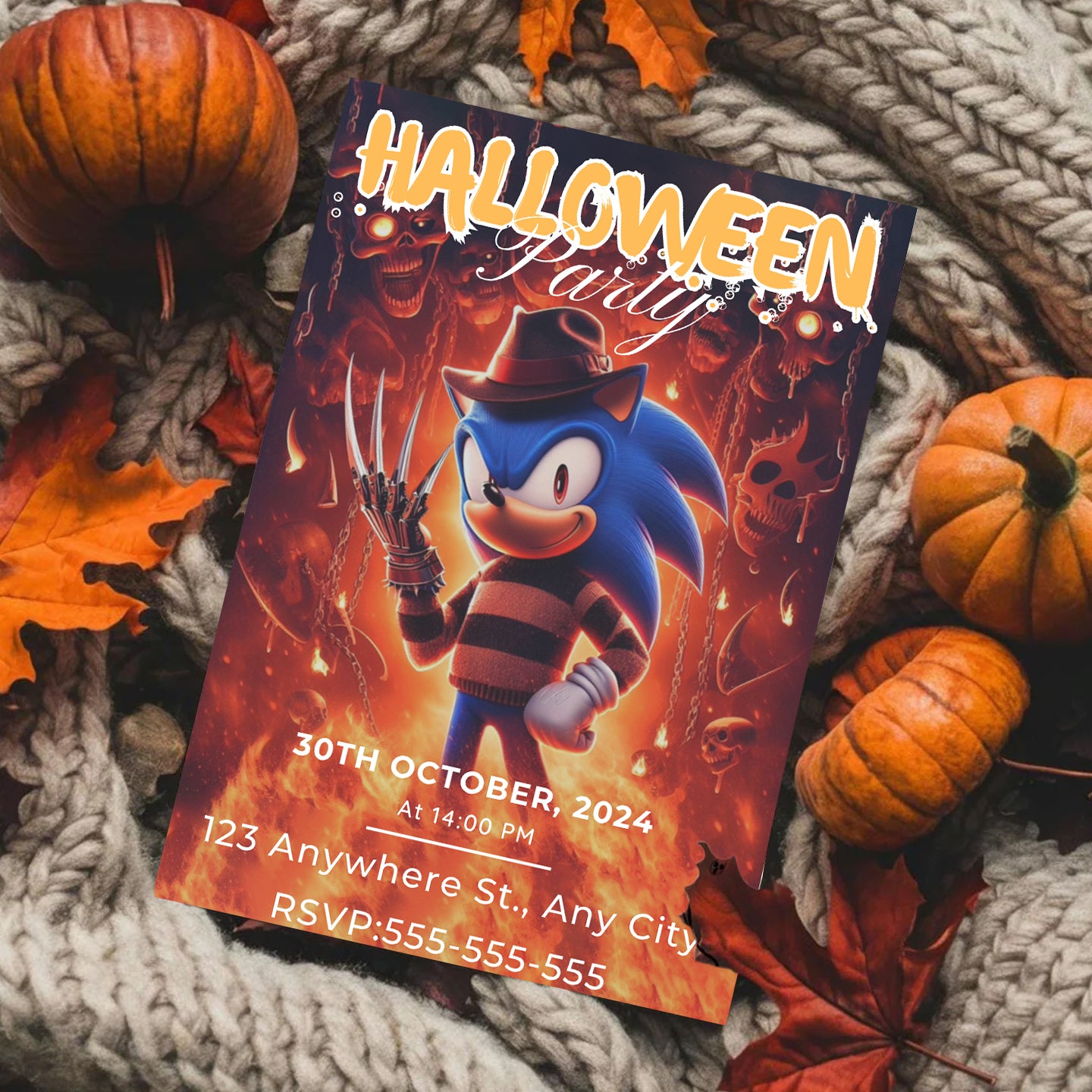 Wolverine Sonic Halloween Invitation Template