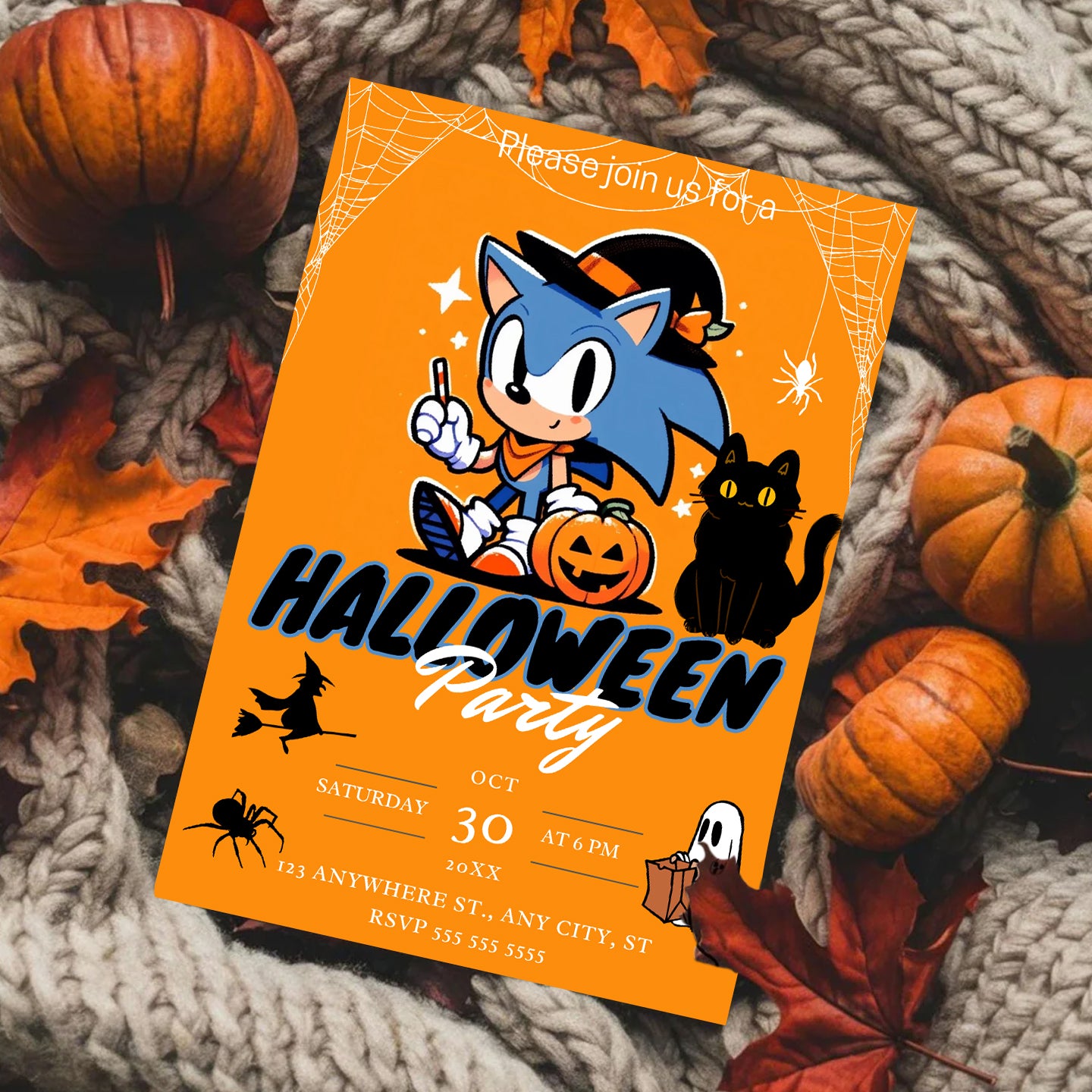 Sonic the Hedgehog Halloween Invitation Template