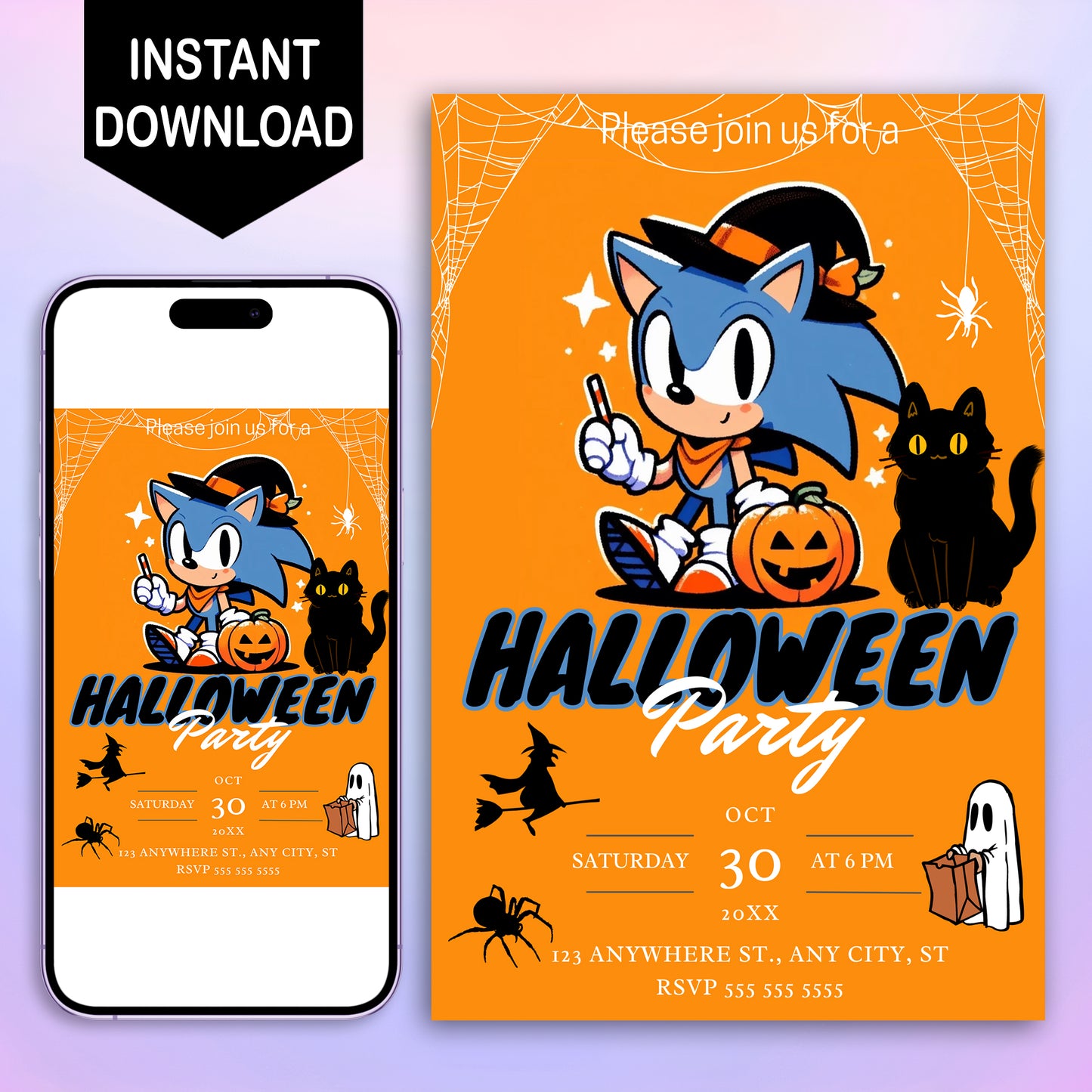 Sonic the Hedgehog Halloween Invitation Template