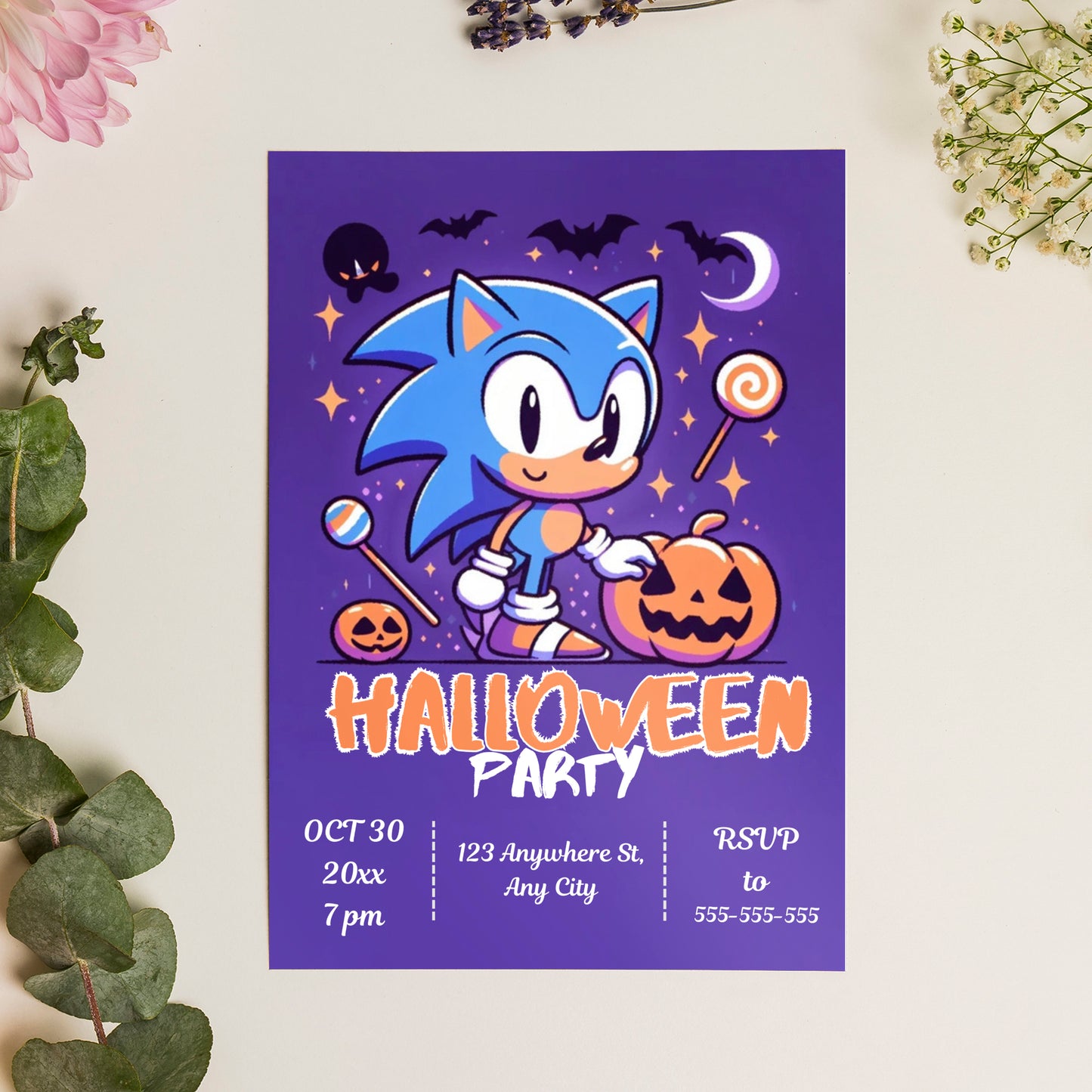 Sonic Halloween Party Invitation Template