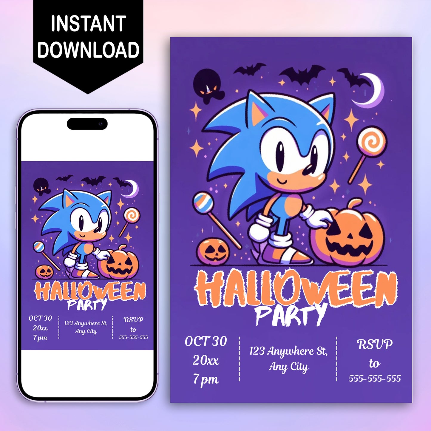 Sonic Halloween Party Invitation Template