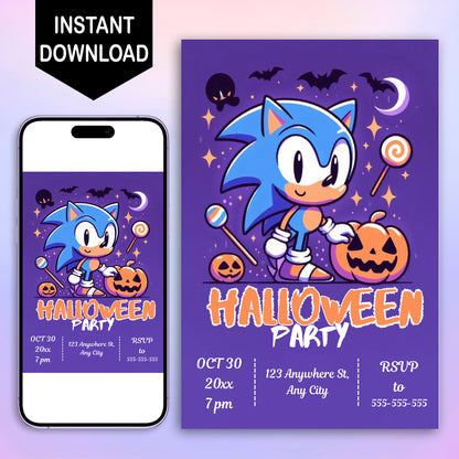 Sonic Halloween Party Invitation Template - CreativeRino
