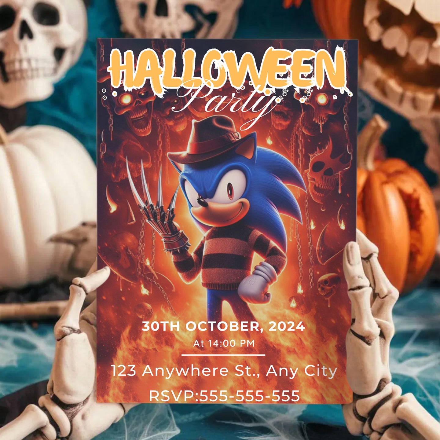 Wolverine Sonic Halloween Invitation Template - CreativeRino