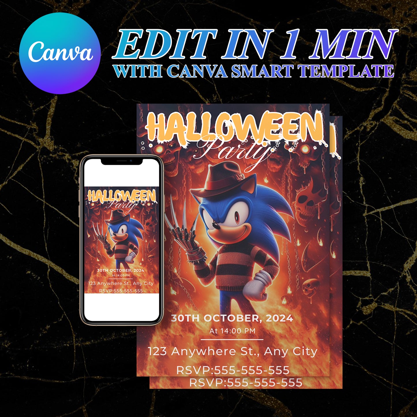 Wolverine Sonic Halloween Invitation Template - CreativeRino