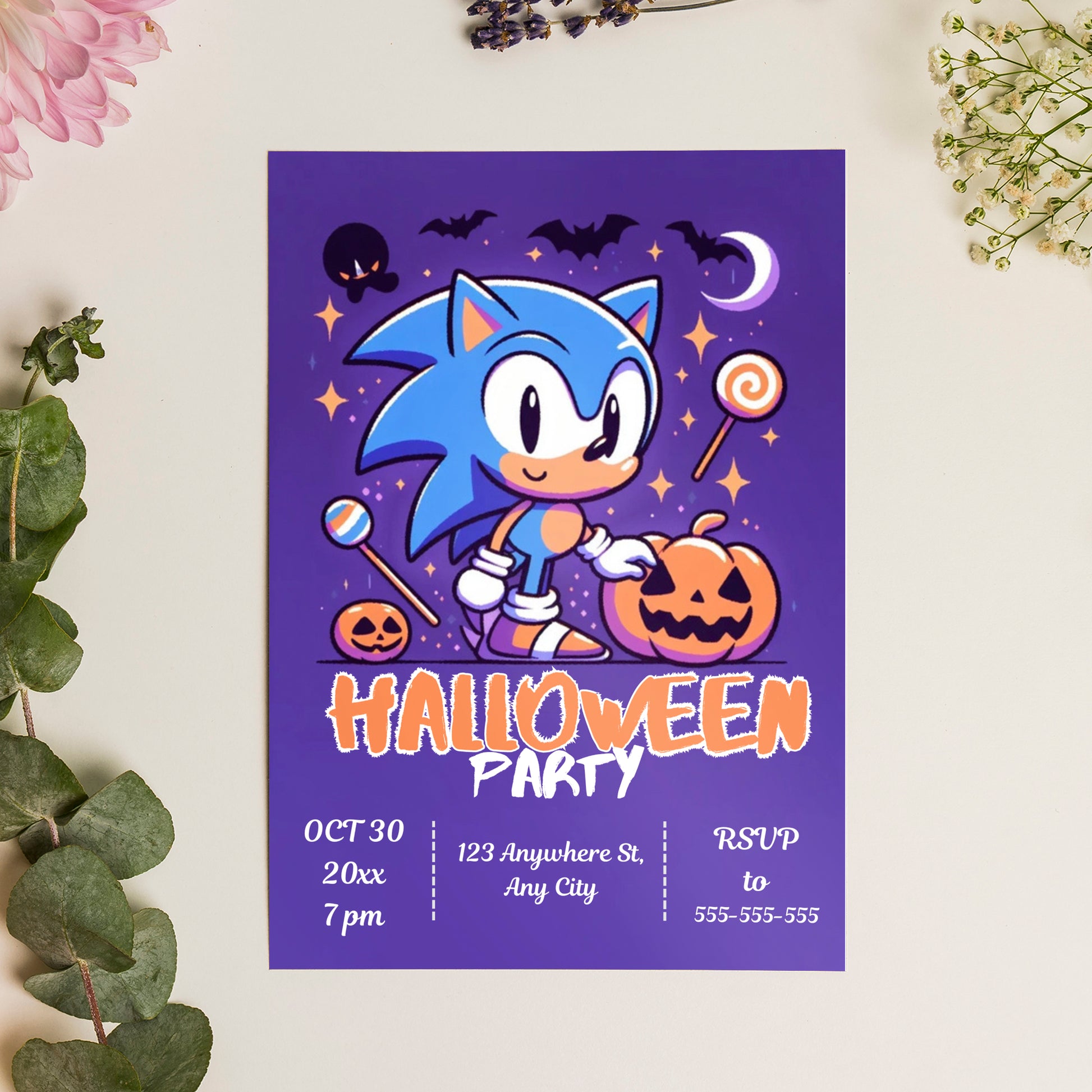 Sonic Halloween Party Invitation Template - CreativeRino