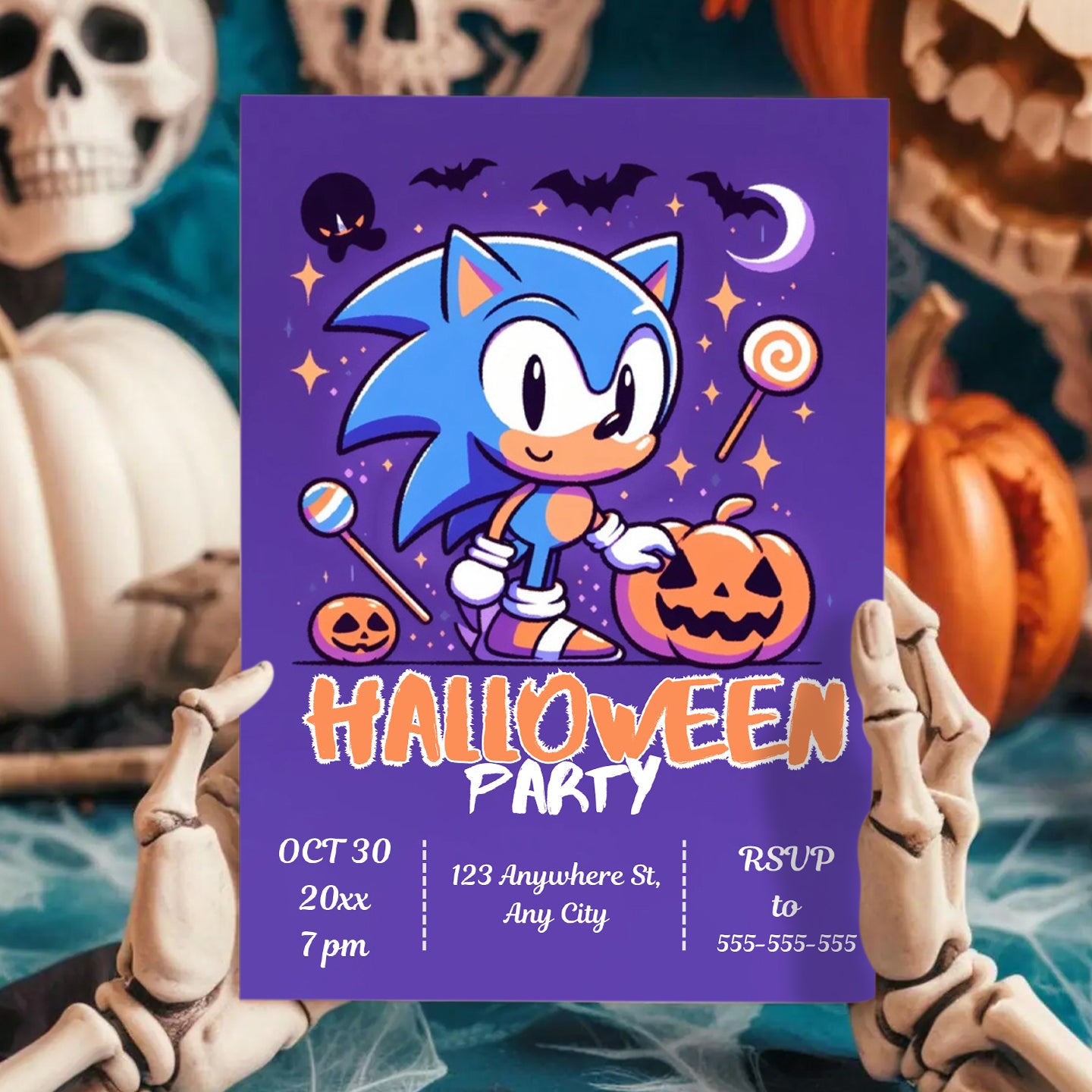 Sonic Halloween Party Invitation Template - CreativeRino