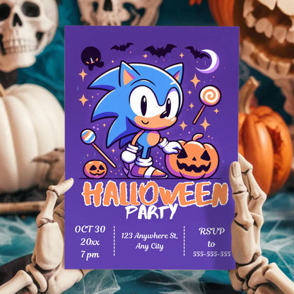 Sonic Halloween Party Invitation Template - CreativeRino