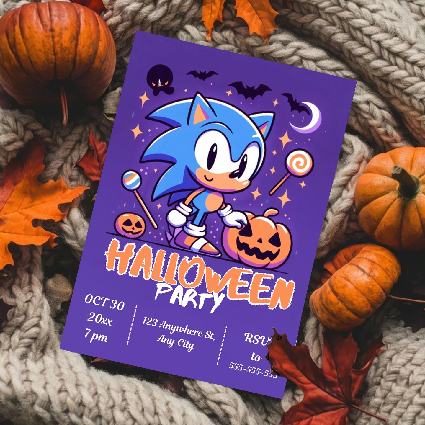 Sonic Halloween Party Invitation Template - CreativeRino