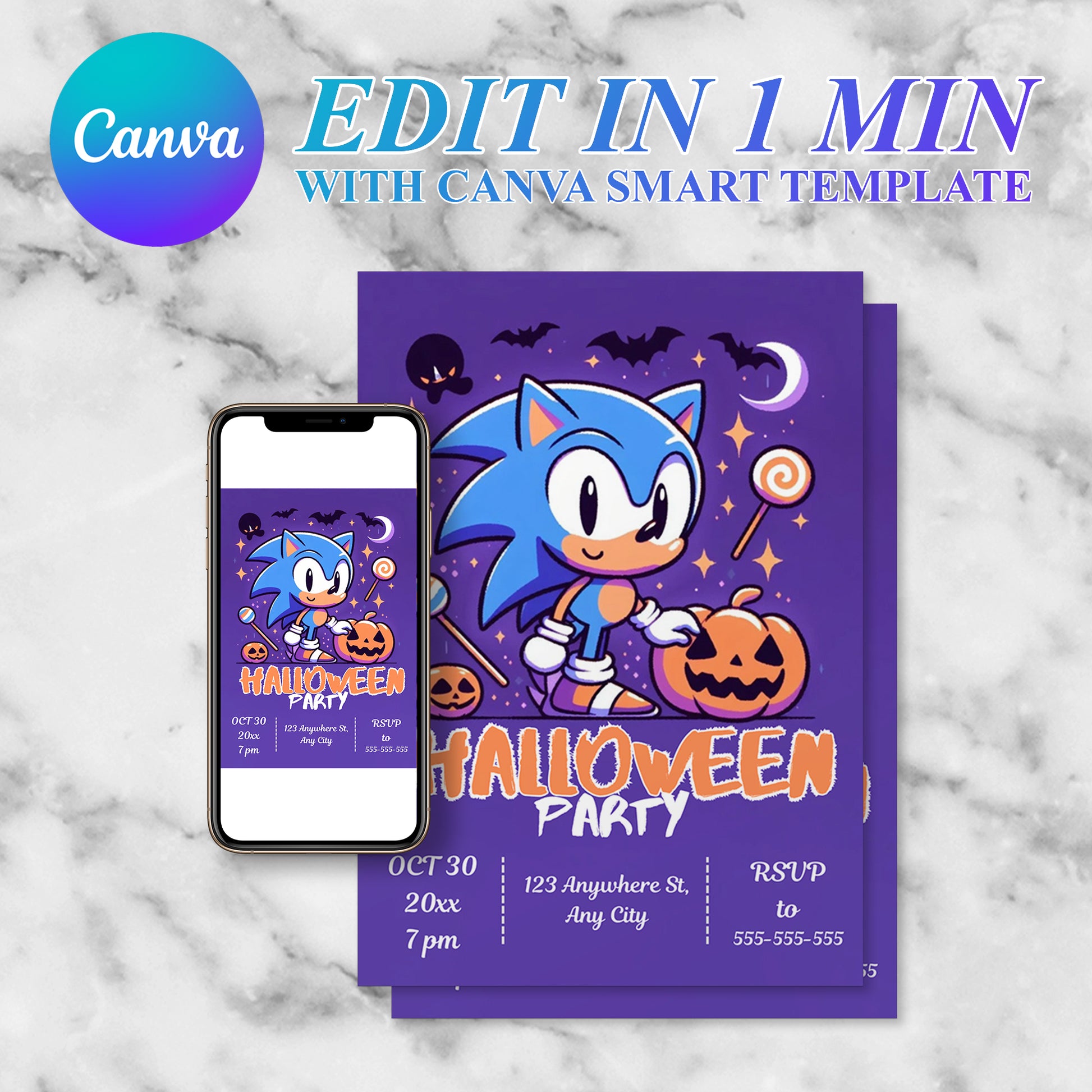 Sonic Halloween Party Invitation Template - CreativeRino