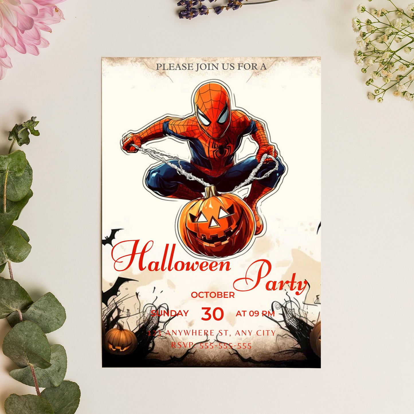 Spidey Halloween Invitation Template | Spiderman Invite