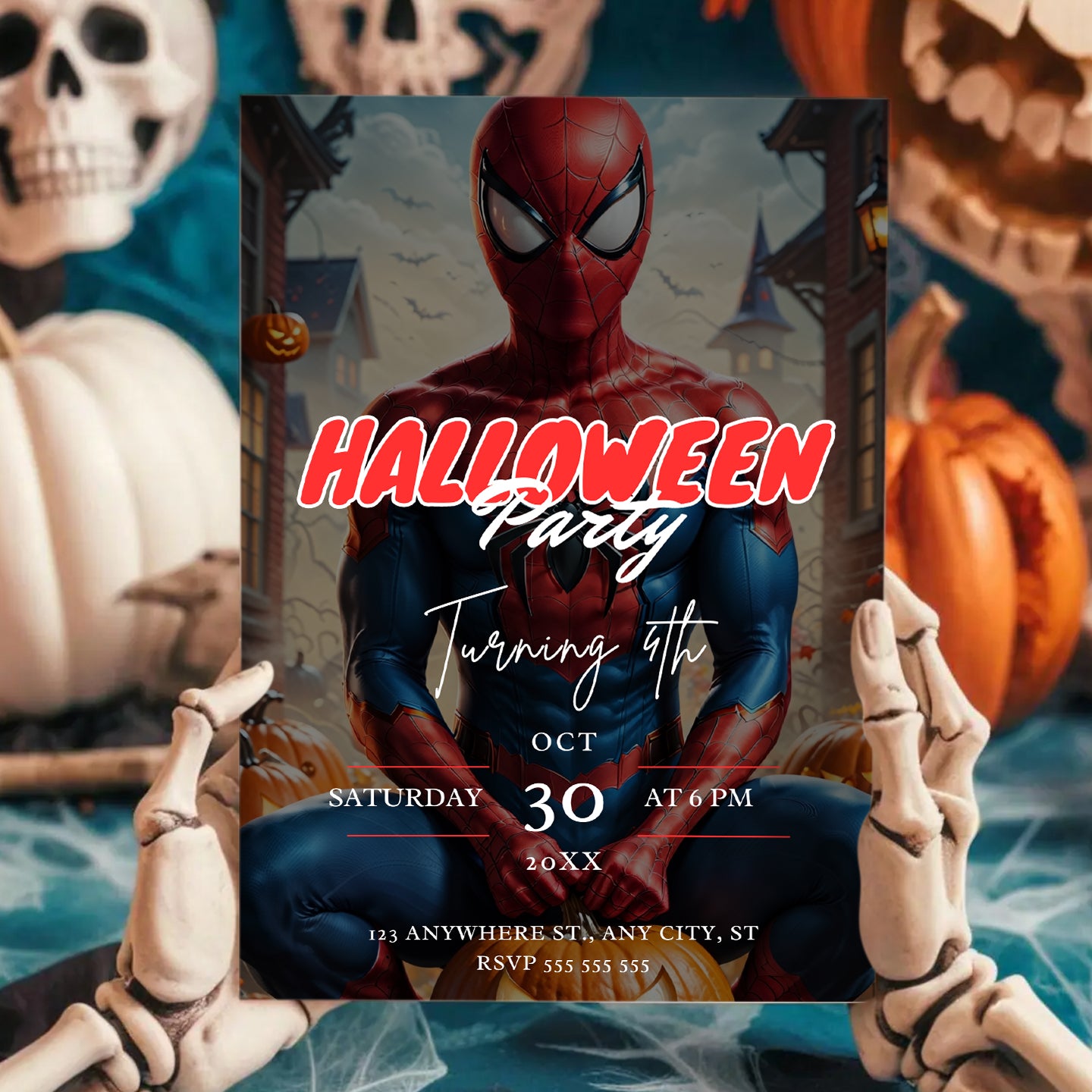 Spiderman Halloween Invitation Template