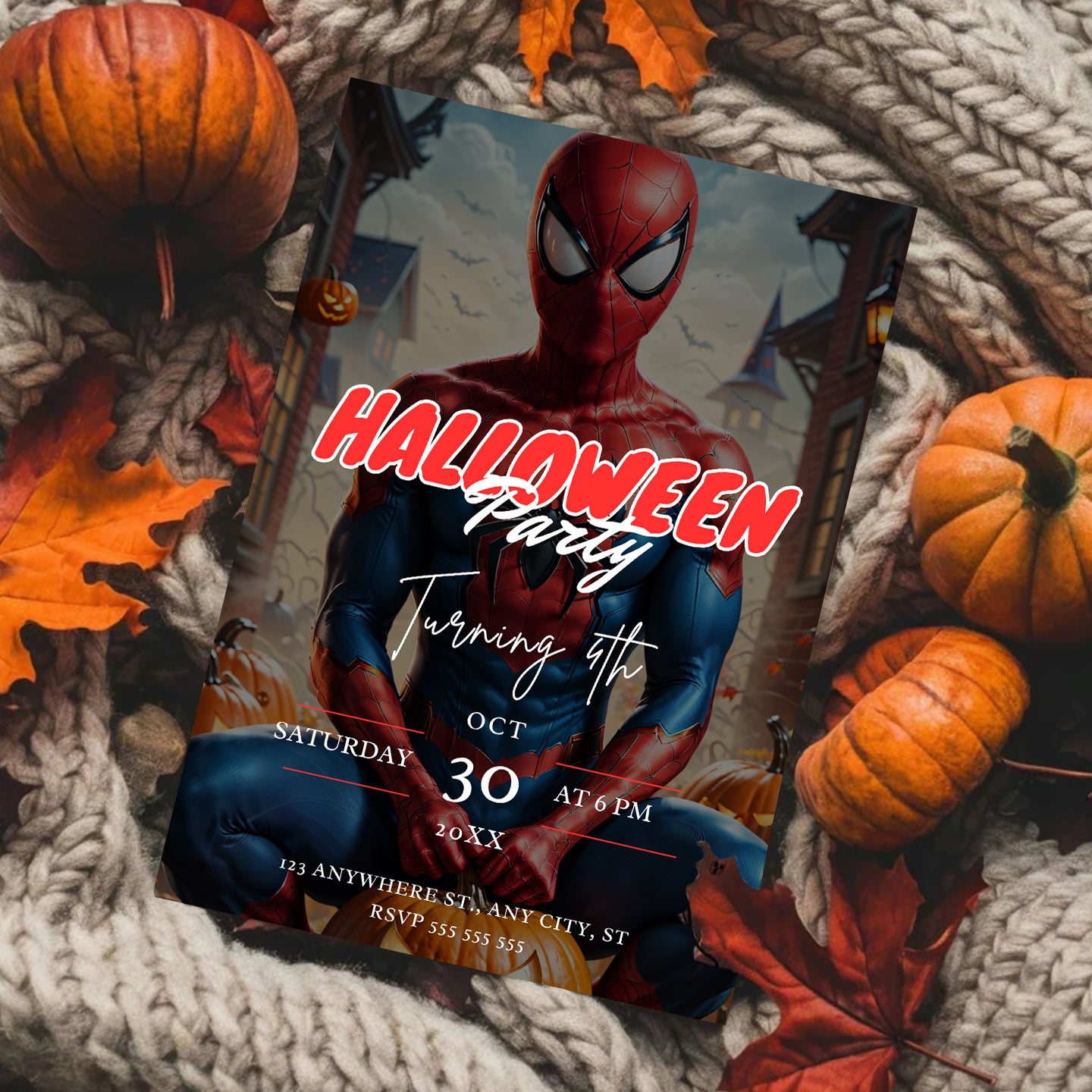 Spiderman Halloween Invitation Template