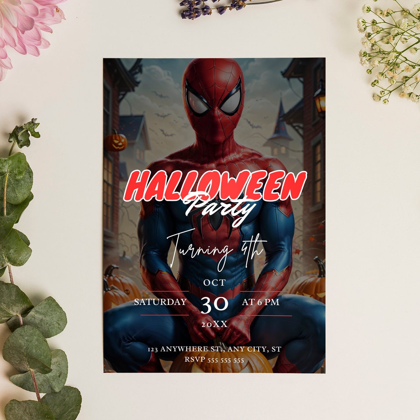 Spiderman Halloween Invitation Template