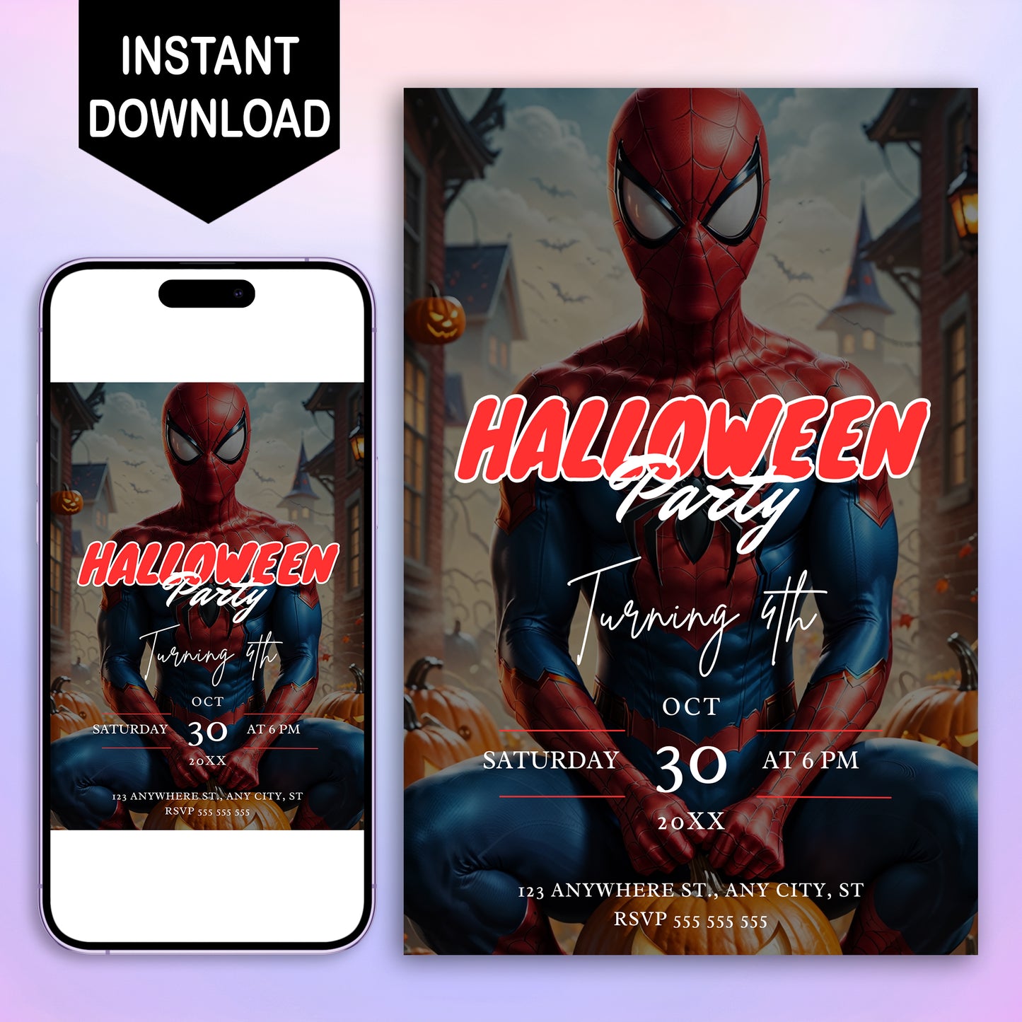 Spiderman Halloween Invitation Template