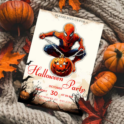 Spidey Halloween Invitation Template | Spiderman Invite - CreativeRino