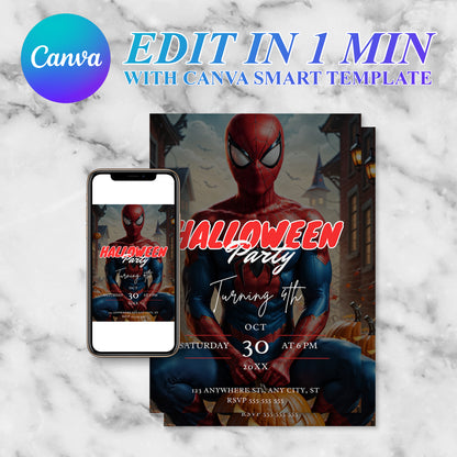 Spiderman Halloween Invitation Template - CreativeRino