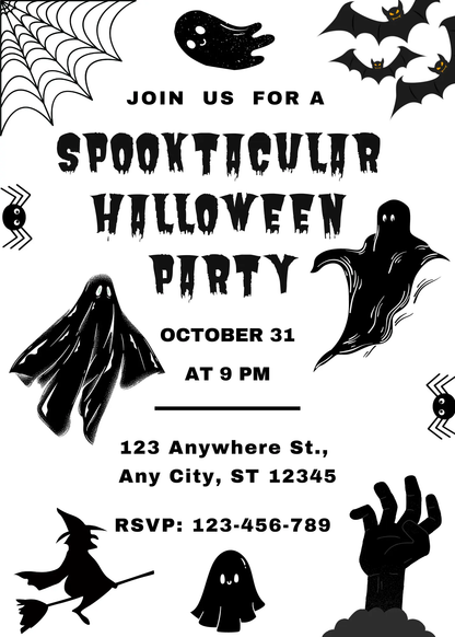 Ghost Spooktacular Halloween Party Invitation Template - CreativeRino