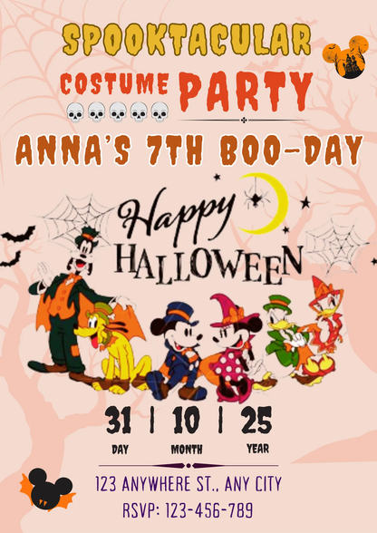 Mickey Mouse Costume Birthday Party Invitation Template - CreativeRino