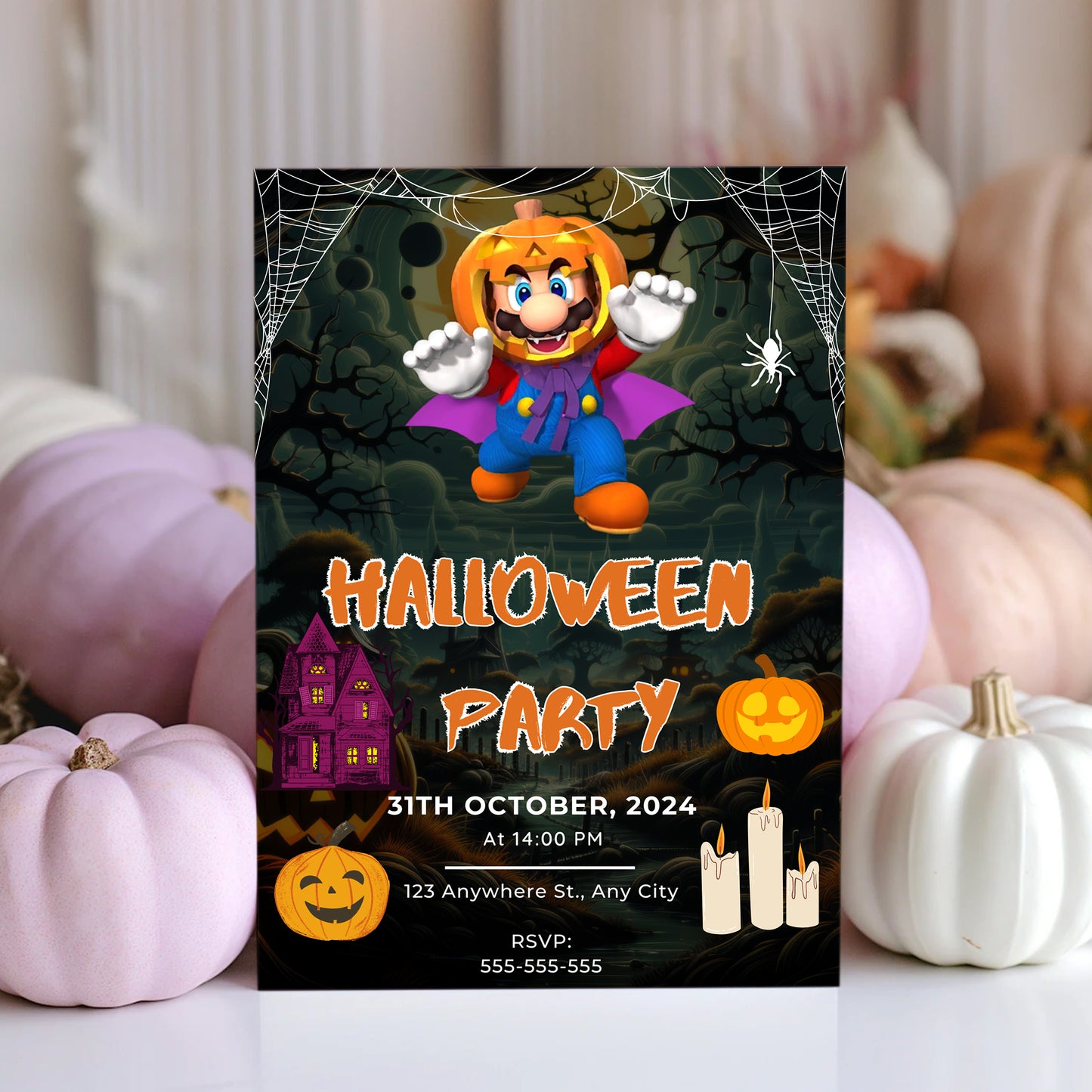 Super Mario Halloween Party Invitation Template