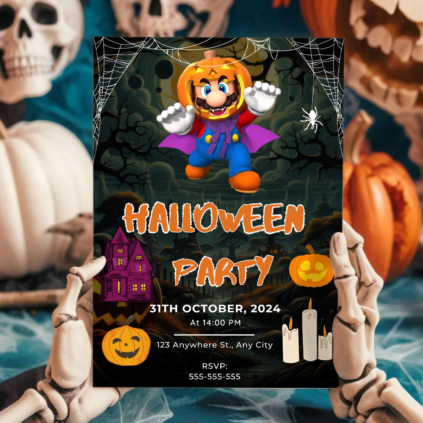 Super Mario Halloween Party Invitation Template