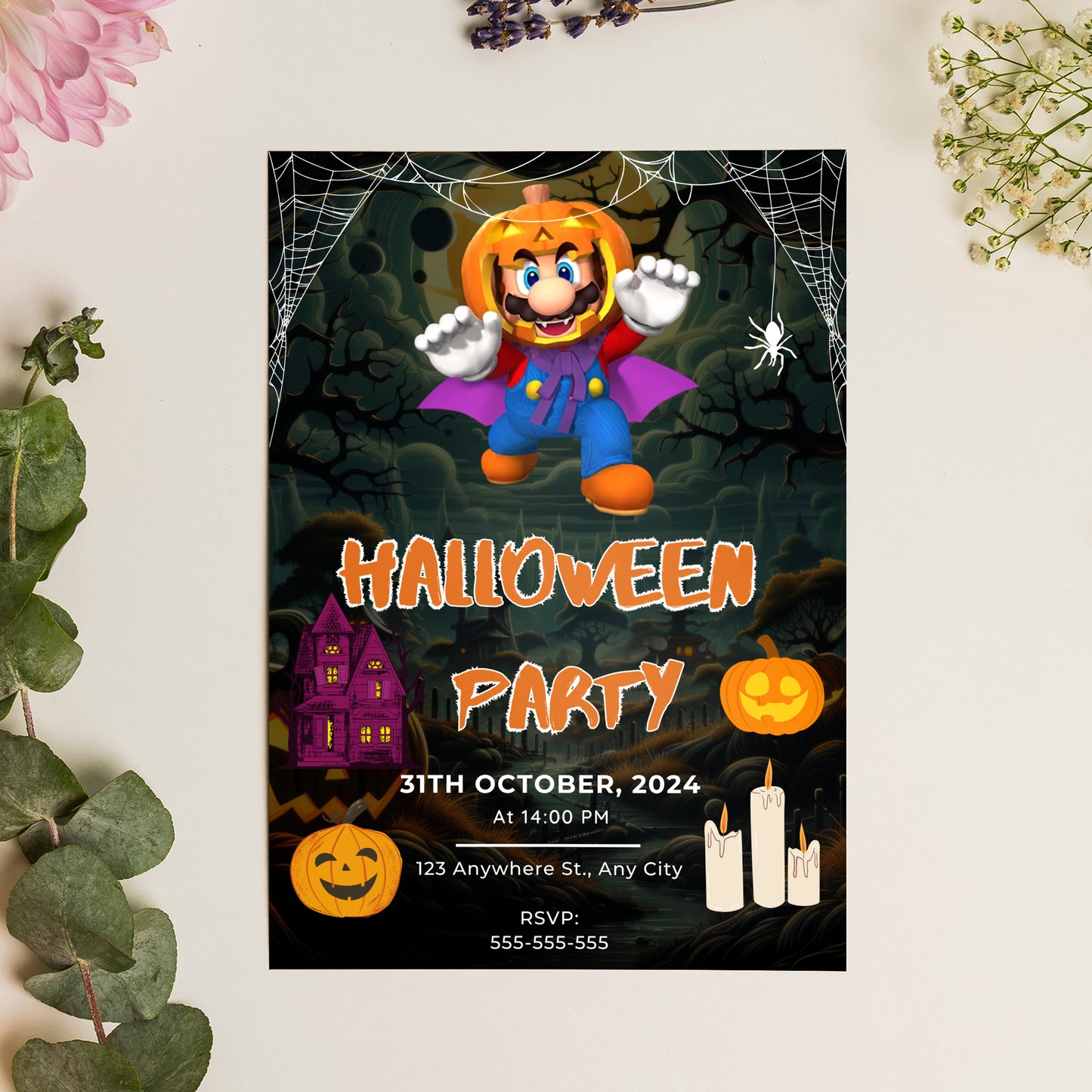 Super Mario Halloween Party Invitation Template