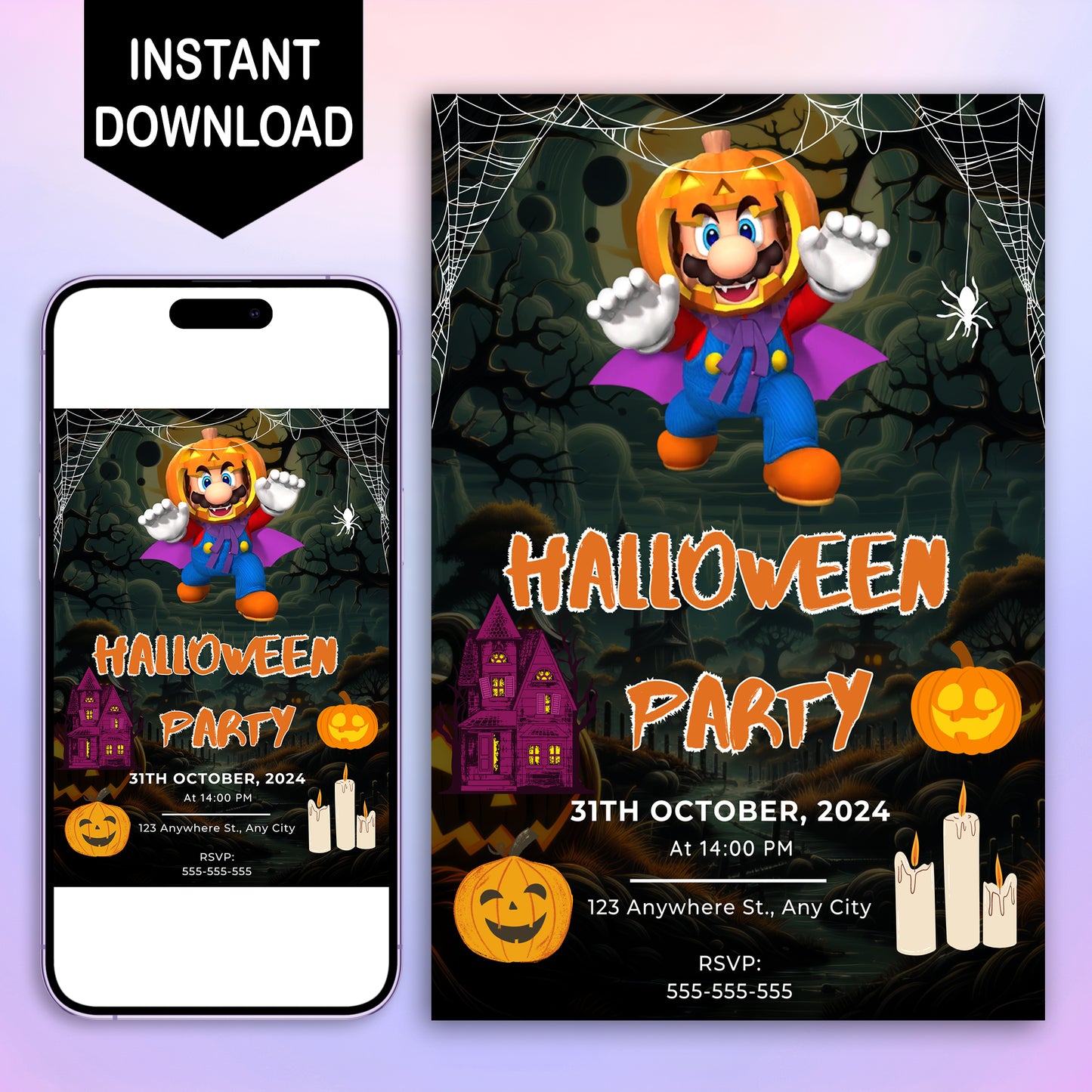 Super Mario Halloween Party Invitation Template