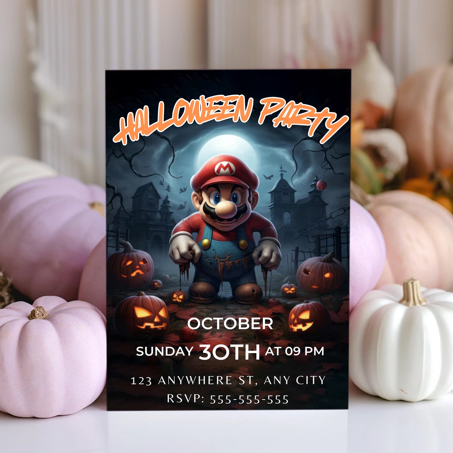 Super Mario Halloween Invitation Template