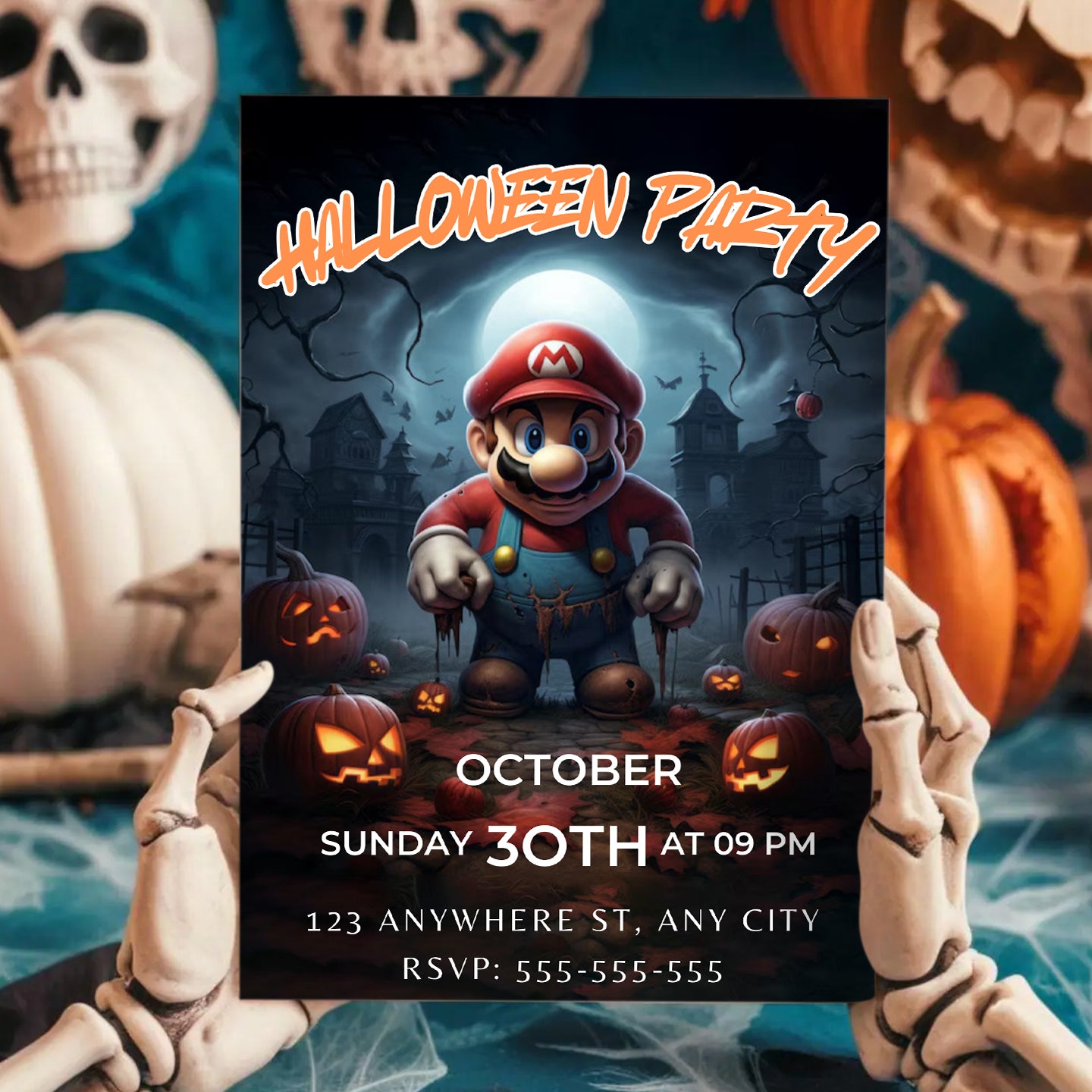 Super Mario Halloween Invitation Template