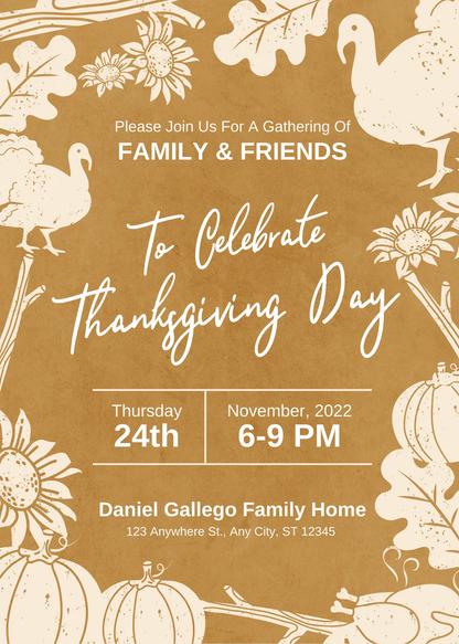 Thanksgiving Dinner Invitation Template | Gobble Thanksgiving Invite - CreativeRino