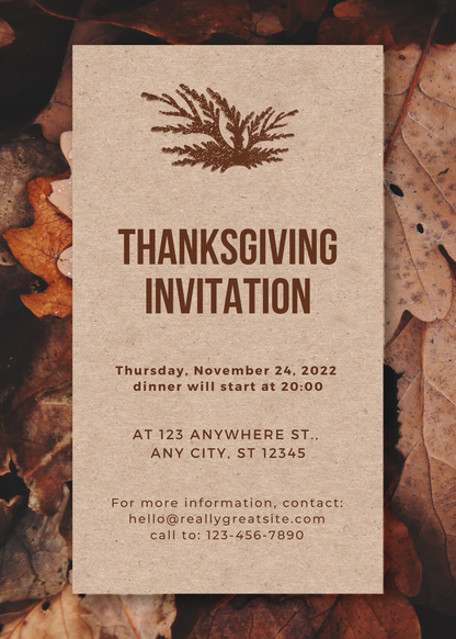 Retro Minimalist Thanksgiving Invitation Template - CreativeRino