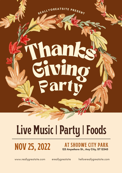 Fall Thanksgiving Dinner Party Invitation Template - CreativeRino