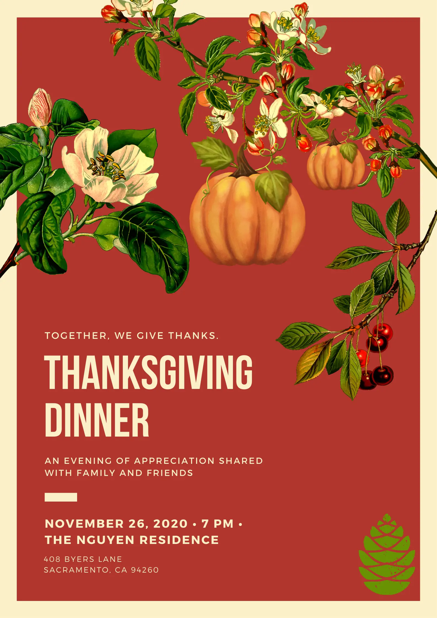 Retro Thanksgiving Dinner Invitation Template - CreativeRino