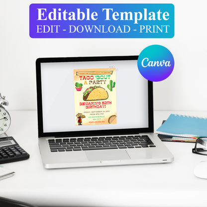 Taco Bout Birthday Invitation Template - CreativeRino