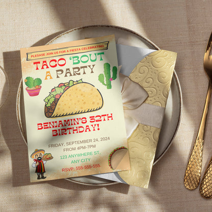 Taco Bout Birthday Invitation Template - CreativeRino