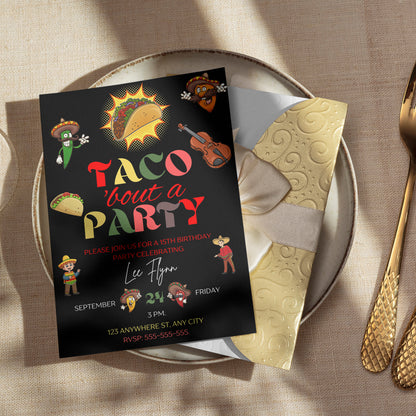 Taco Bout Birthday Invitation Template - CreativeRino