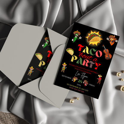 Taco Bout Birthday Invitation Template - CreativeRino