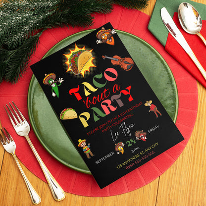 Taco Bout Birthday Invitation Template - CreativeRino