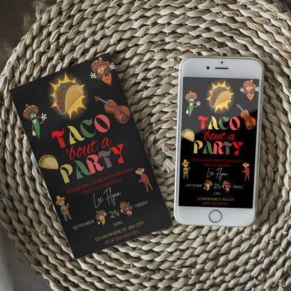 Taco Bout Birthday Invitation Template - CreativeRino