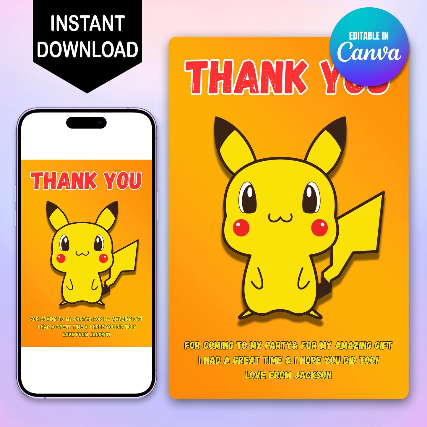 Pokemon Thank You Cards - CreativeRino